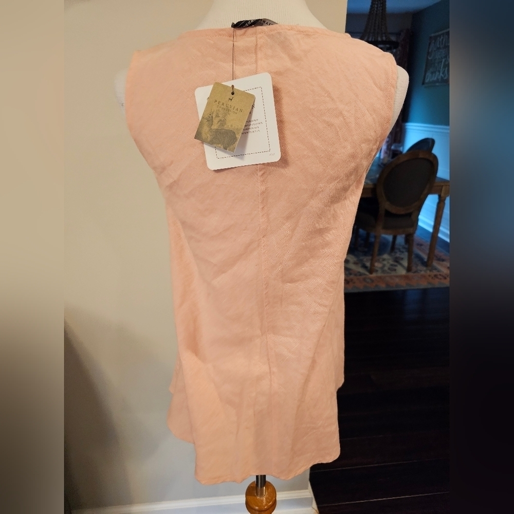 Peruvian Connection Size XS Petal Provence Tank Linen Blend Embroidered NWT - Picture 5 of 11